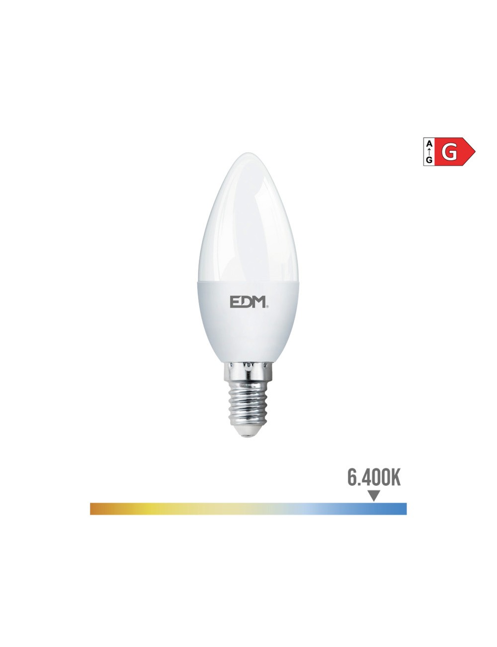 Bombilla vela led e14 5 w 400 lm 6400 k luz fria ø3,5 x 10 cm
