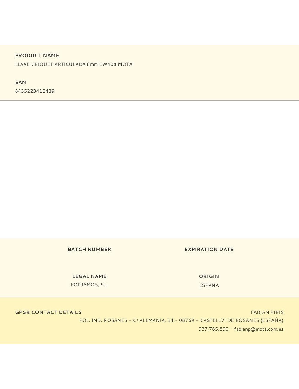 Llave criquet articulada 8mm ew408 mota