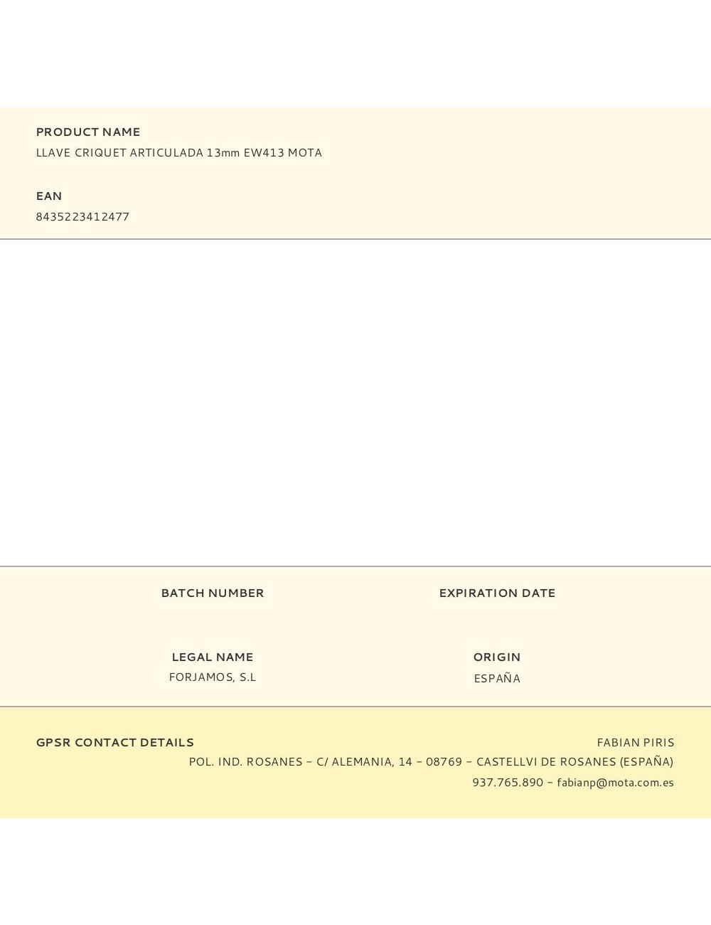 Llave criquet articulada 13mm ew413 mota