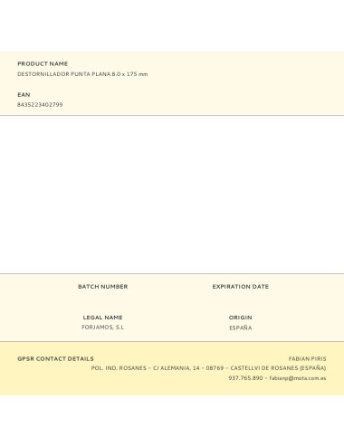 Destornillador punta plana 8.0 x 175 mm