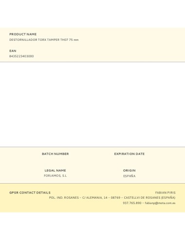 Destornillador torx tamper th07 75 mm