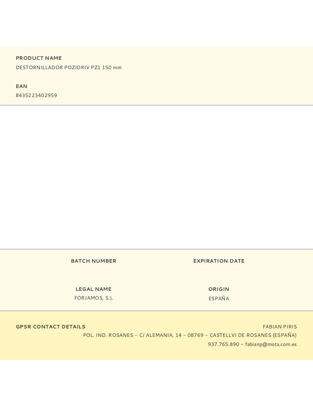 Destornillador pozidriv pz1 150 mm