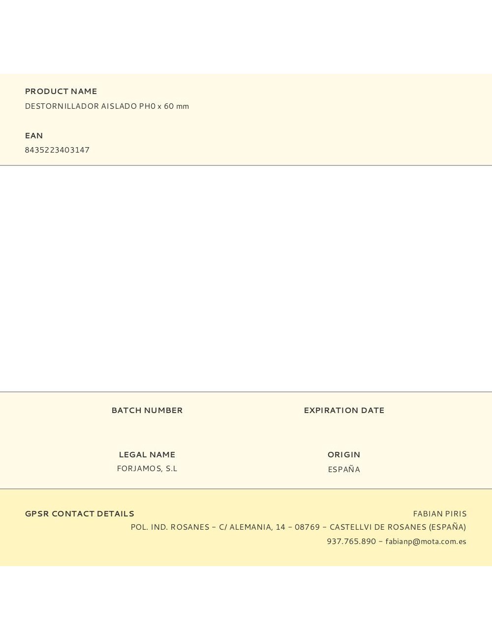 Destornillador aislado ph0 x 60 mm