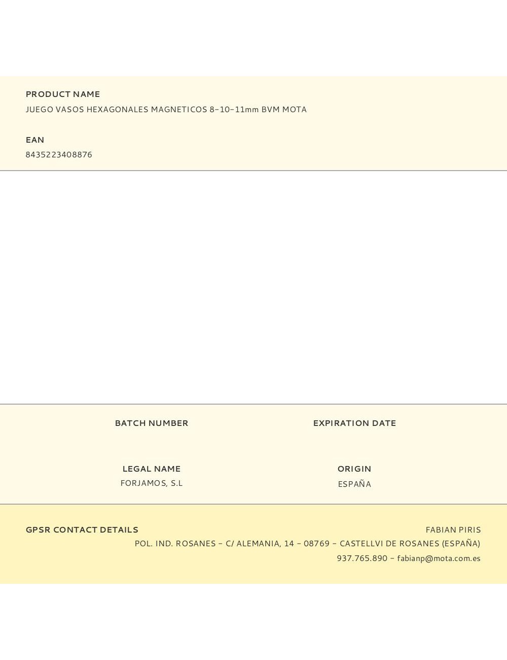 Juego vasos hexagonales magneticos 8-10-11mm bvm mota