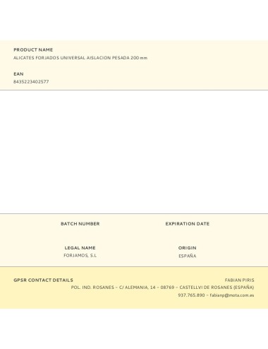 Alicates forjados universal aislacion pesada 8"/ 200 mm