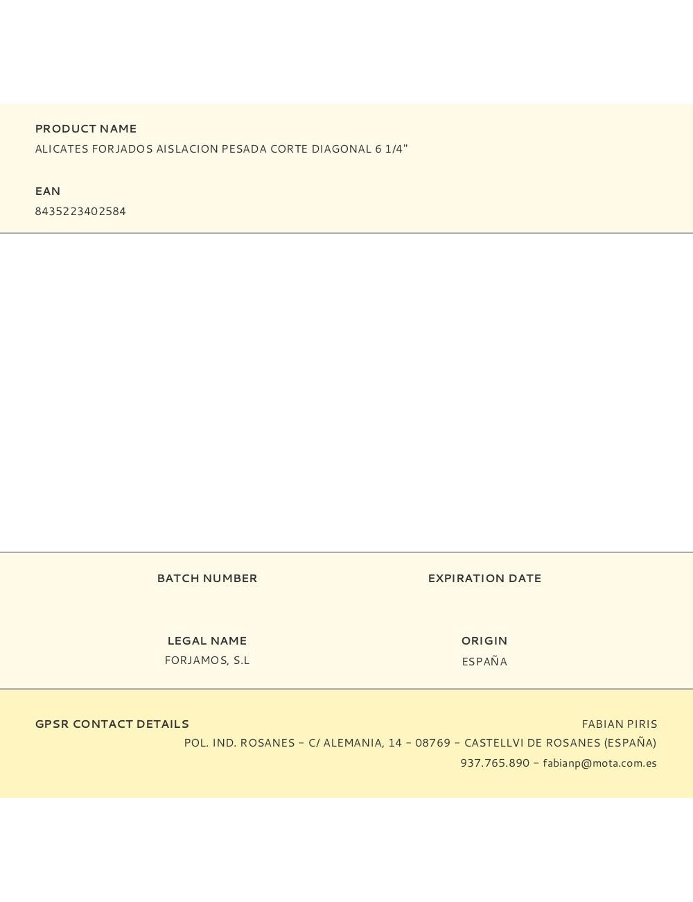 Alicates forjados aislacion pesada corte diagonal 6 1/4"