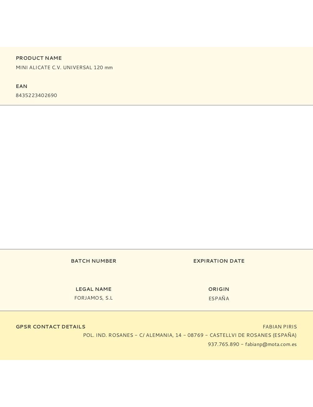 Alicates universales mini carbono 120 mm