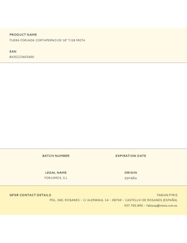 Tijera forjada cortaperno de 450 mm