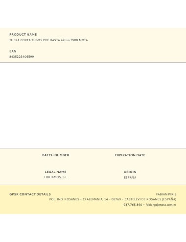 Tijera corta tubos pvc hasta 42mm tv08 mota