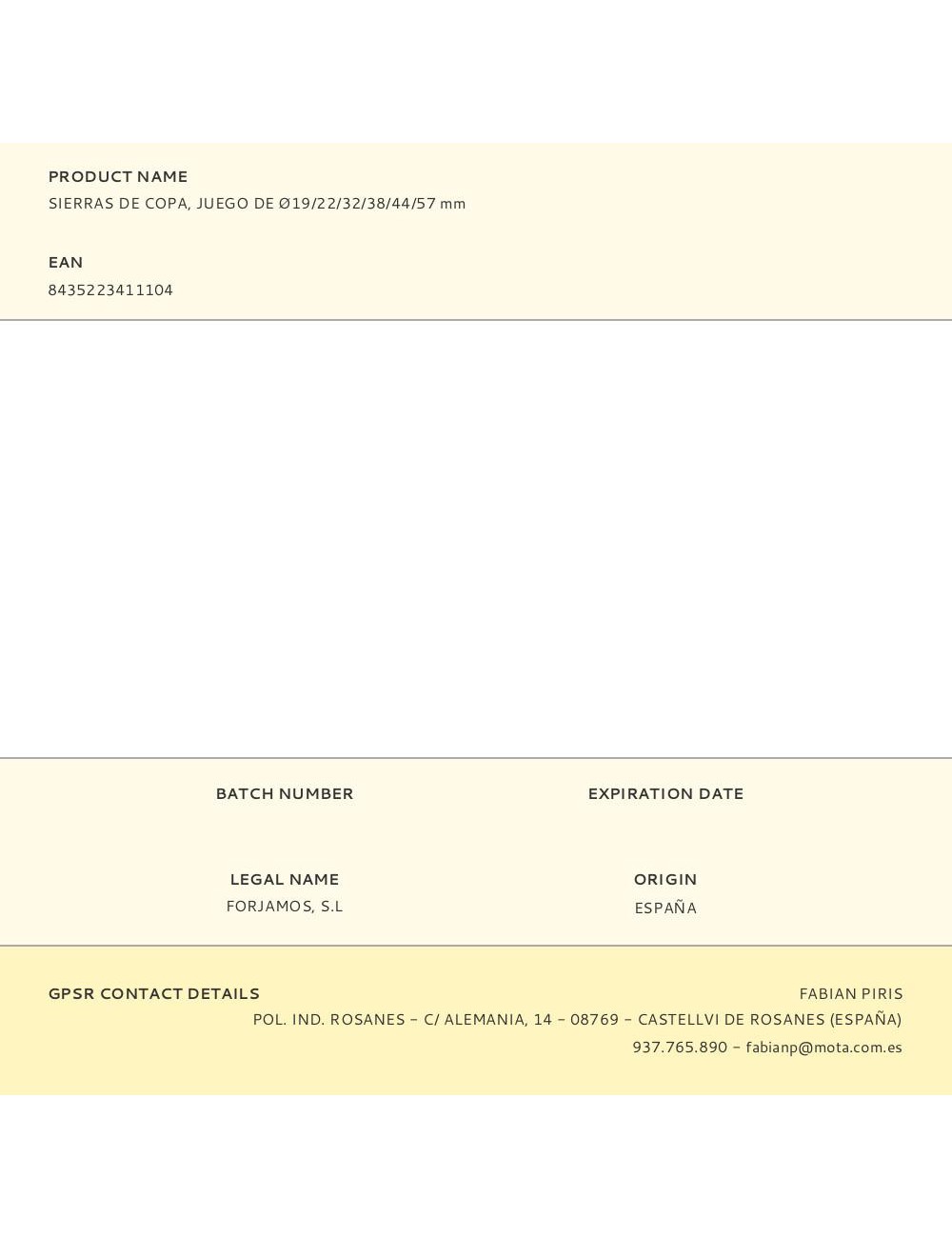 Sierras de copa, juego de ø19/22/32/38/44/57 mm