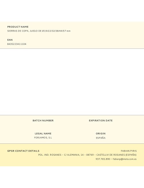 Sierras de copa, juego de ø19/22/32/38/44/57 mm