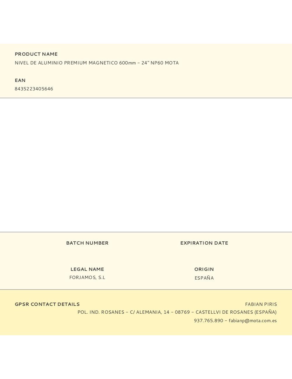 Nivel de aluminio premium magnetico 600mm - 24" np60 mota