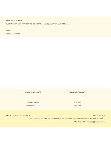 Bolsa de herramientas 28 l, 410 x 230 x 250 mm