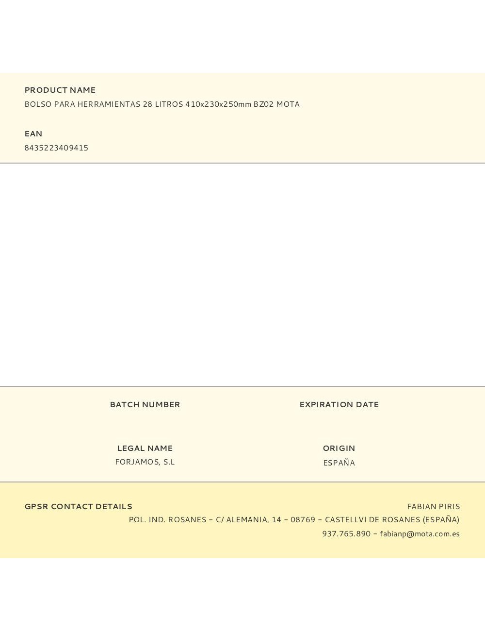 Bolsa de herramientas 28 l, 410 x 230 x 250 mm