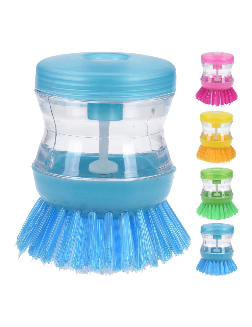 Cepillo lavaplatos con dosificador de jabón, colores surtidos, ø5 x 9 cm