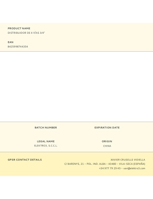 Distribuidor de 4 vías 3/4"