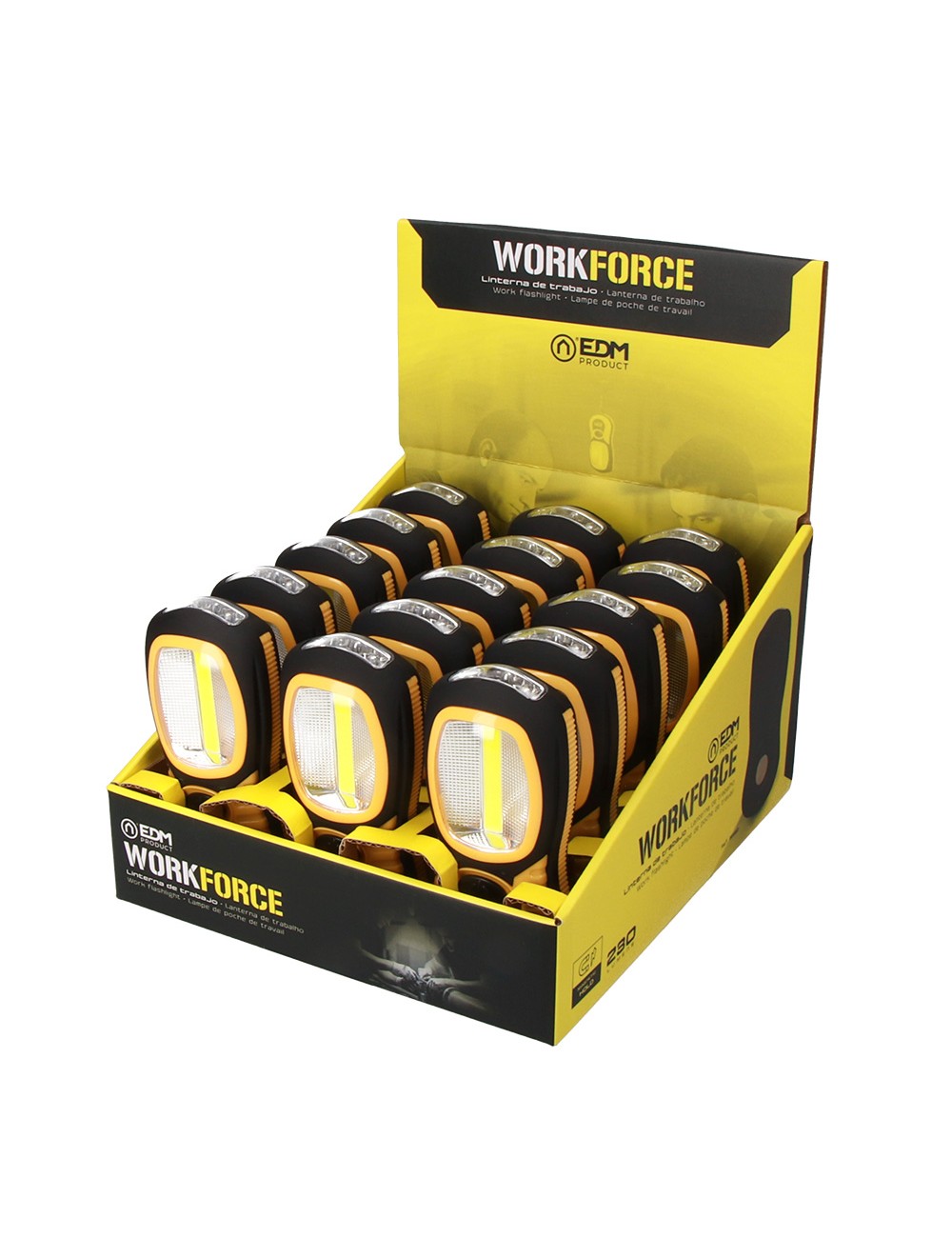 Linterna led xl work force, doble función con gancho + iman 3xaaa (pilas incluidas)