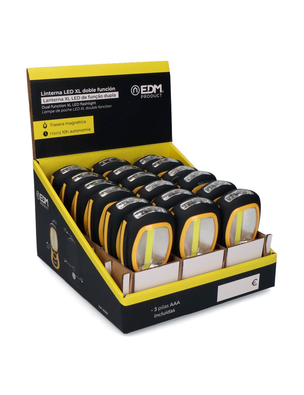 Linterna led xl work force, doble función con gancho + iman 3xaaa (pilas incluidas)