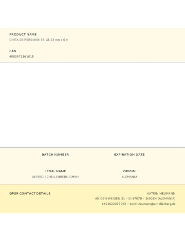 Cinta de persiana beige 23 mm x 6 m