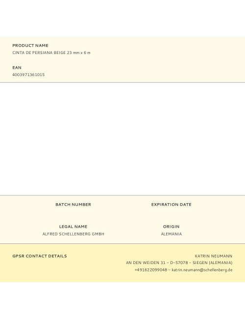 Cinta de persiana beige 23 mm x 6 m