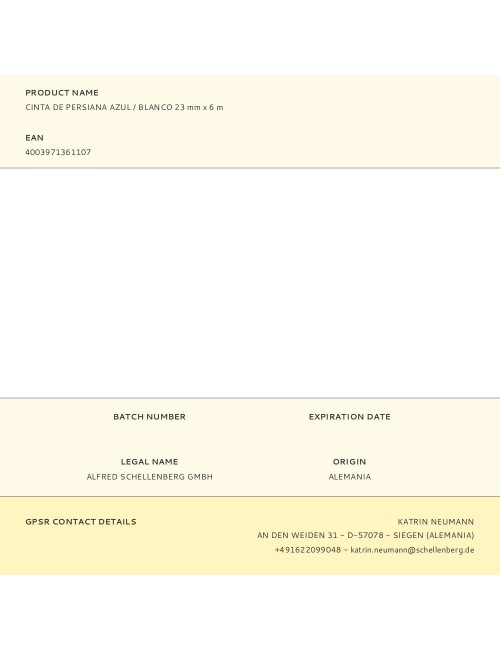 Cinta de persiana azul / blanco 23 mm x 6 m