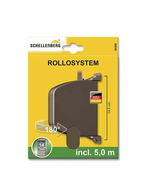 Recogedor exterior abatible giratorio 180° con 5 m de cinta, 28 x 159 x 120 mm marrón