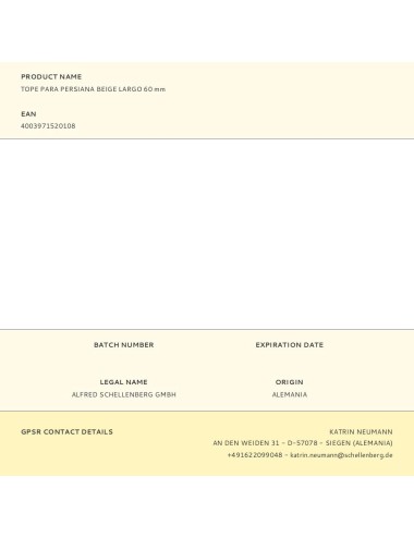 Tope para persiana beige largo 60 mm