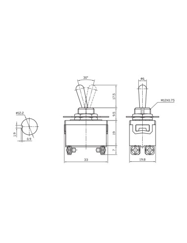 Interruptor bipolar rabillo metalico 10a 250v