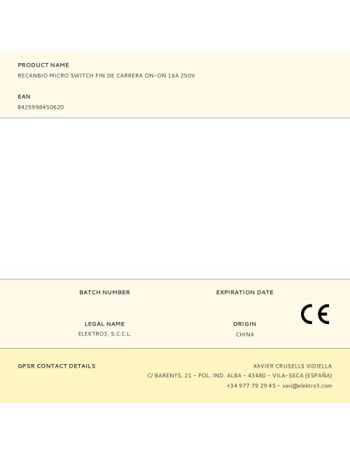 Recanbio micro switch fin de carrera on-on 16a 250v