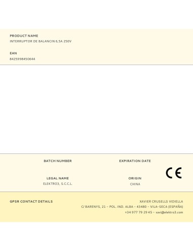 Interruptor de balancin 6,5a 250v