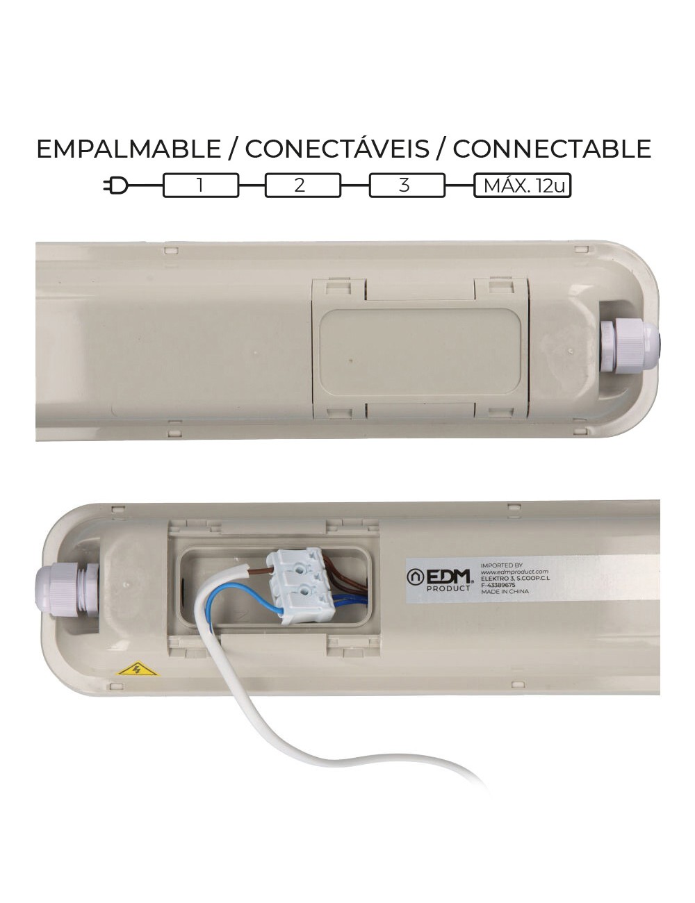 Regleta estanca led ip65 36 w 4034 lm 6500 k luz fria 8,6 x 118 x 6,6 cm