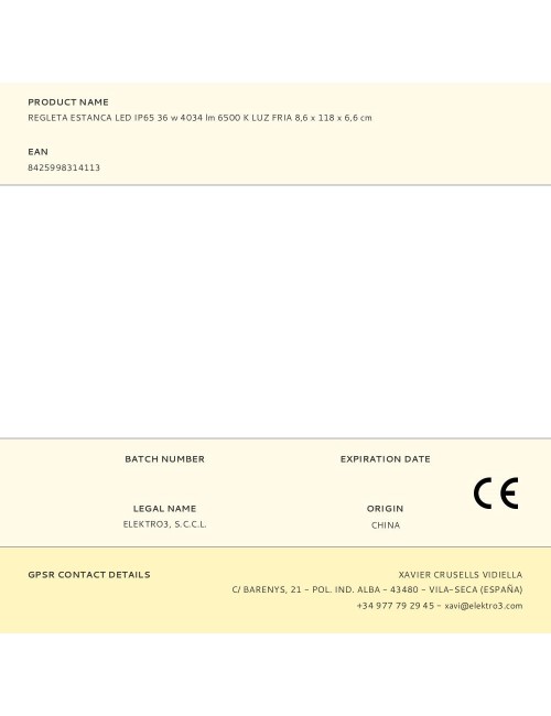 Regleta estanca led ip65 36 w 4034 lm 6500 k luz fria 8,6 x 118 x 6,6 cm