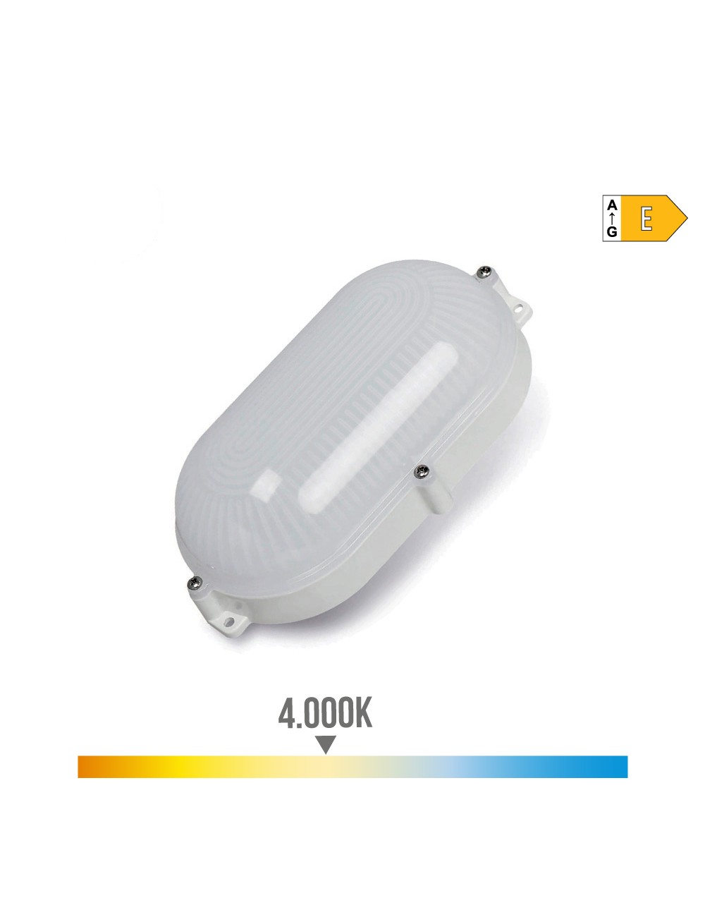 Aplique led oval blanco 9 w 4000 k luz dia ip65 21,2 x 11,8 x 6,6 cm