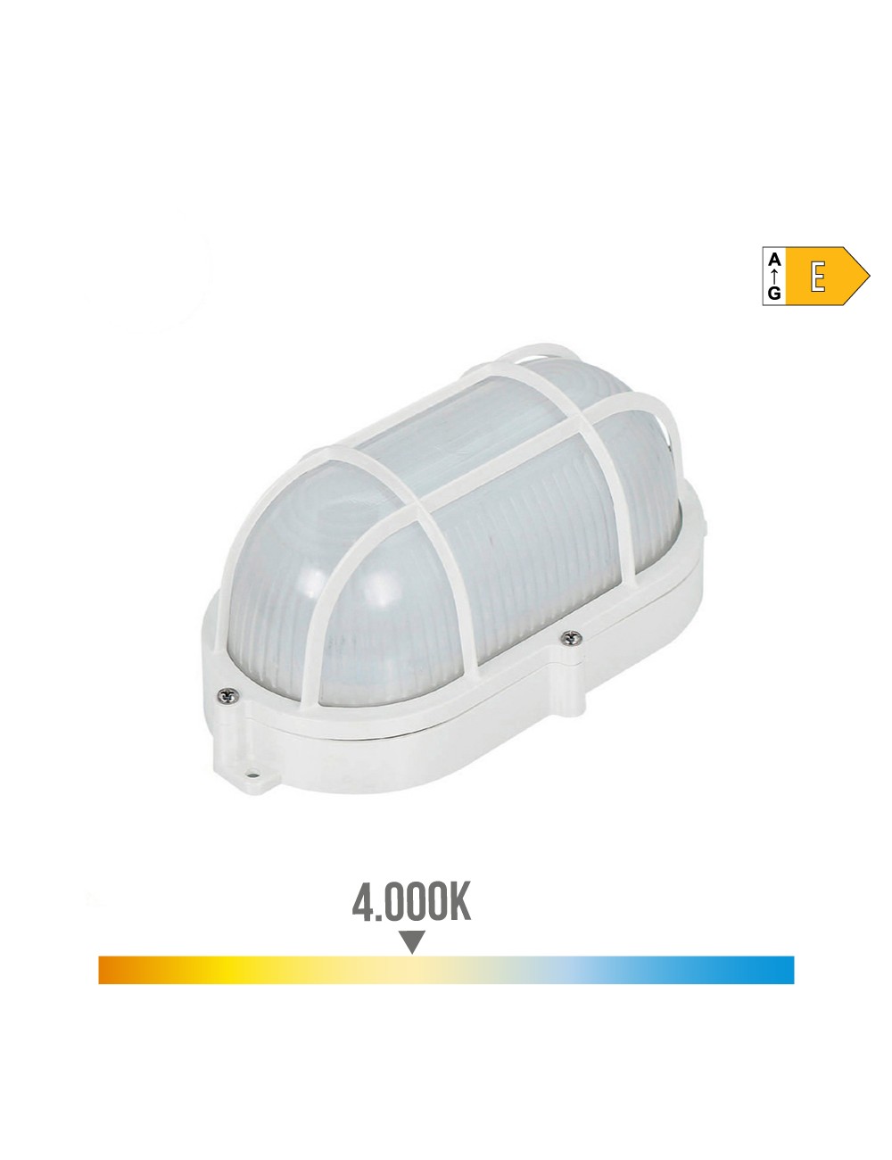 Aplique led oval rejilla exterior 9 w 1066 lm 4000k ip65 11,8 x 21,2 x 9 cm