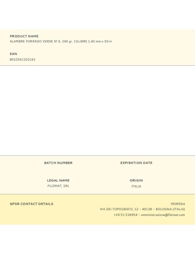 Alambre forrado verde n° 6, 240 gr, calibre 1,40 mm x 50 m