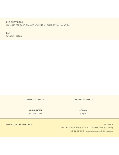 Alambre forrado blanco n° 6, 240 gr, calibre 1,40 mm x 50 m