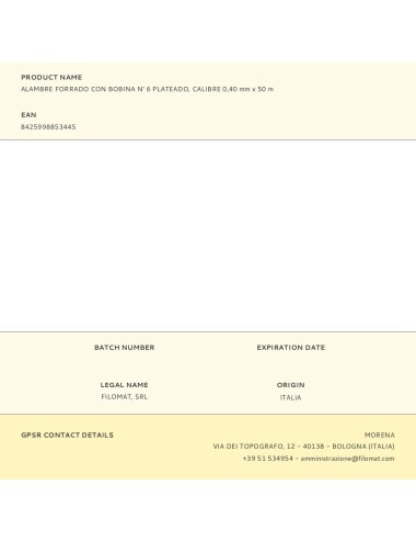 Alambre forrado con bobina n° 6 plateado, calibre 0,40 mm x 50 m