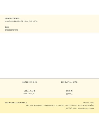 Llave combinada de 16mm e16. mota