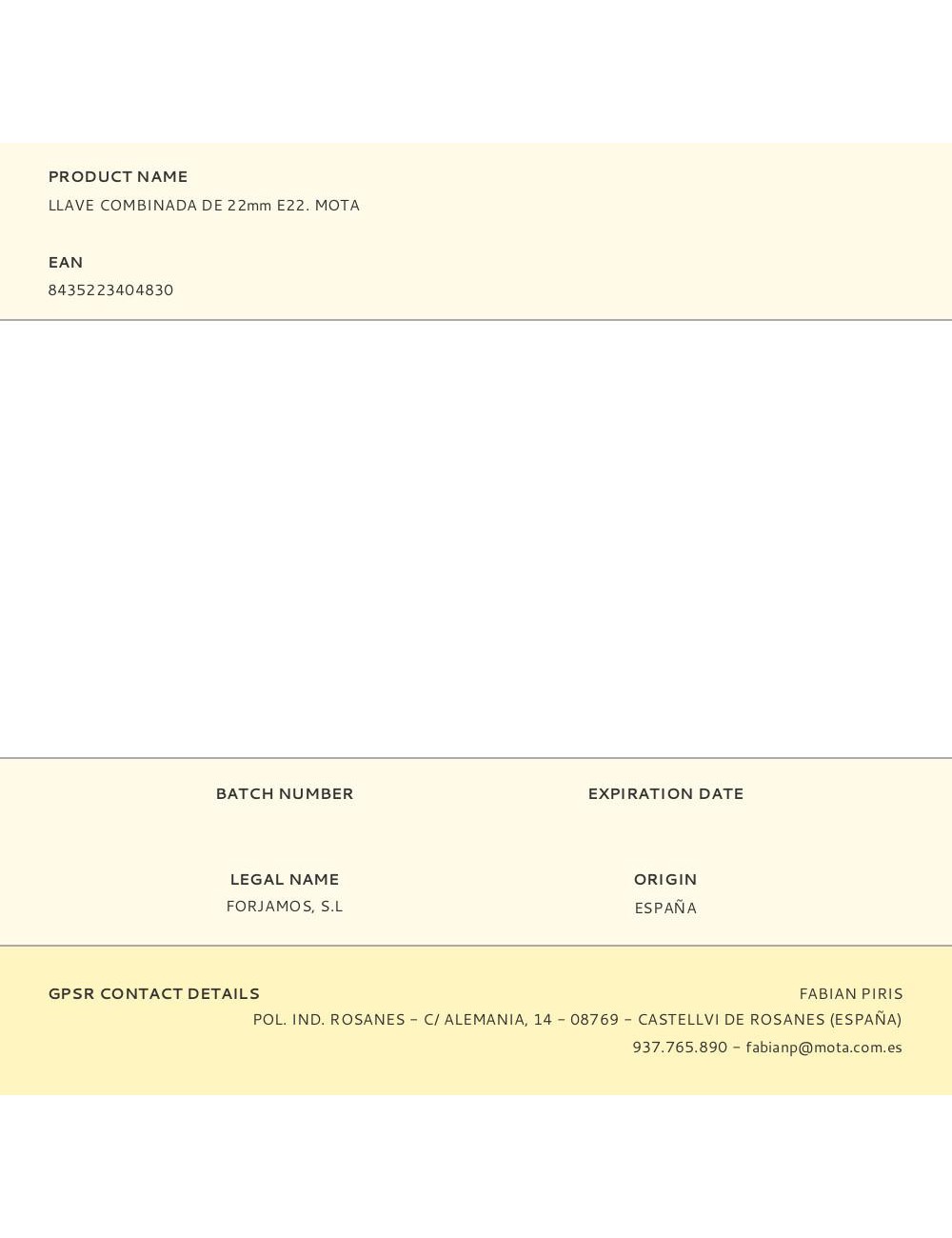 Llave combinada de 22mm e22. mota
