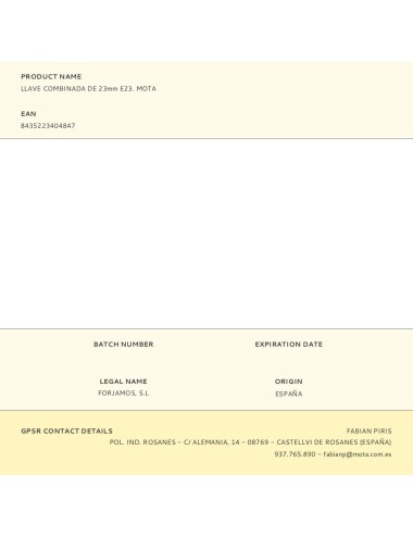 Llave combinada de 23mm e23. mota