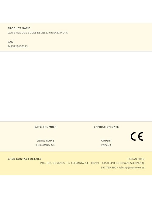 Llave fija dos bocas de 21x23mm e421 mota