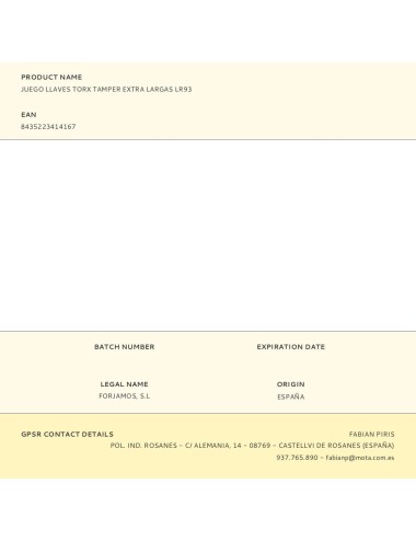 Juego llaves torx tamper extra largas lr93