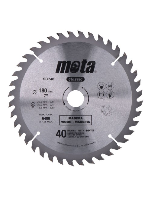 Sierra circular widia ø180 mm 40 dientes
