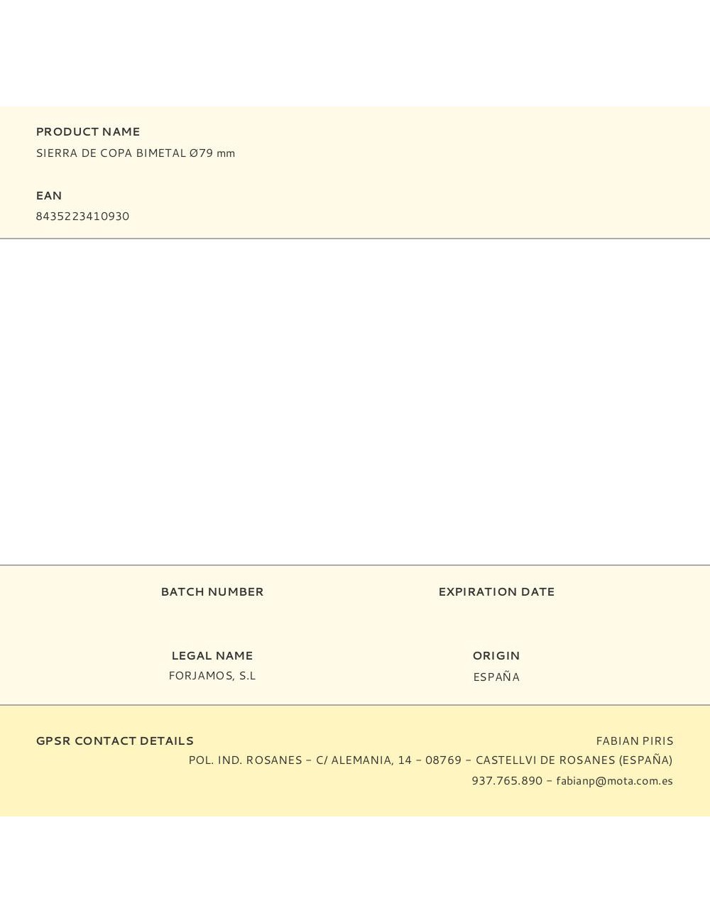 Sierra de copa bimetal ø79 mm