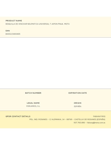 Boquilla de hinchar neumatica universal t japon pnu6. mota