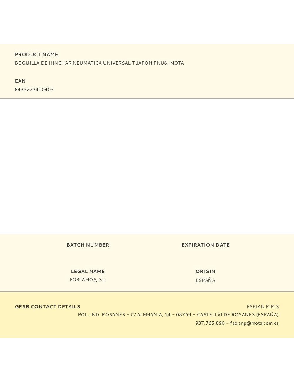 Boquilla de hinchar neumatica universal t japon pnu6. mota