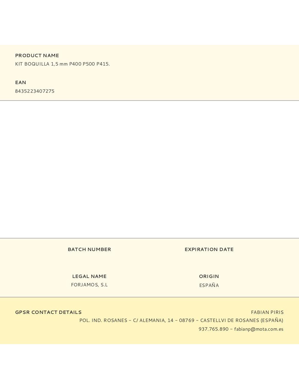 Kit boquilla 1,5 mm p400 p500 p415.