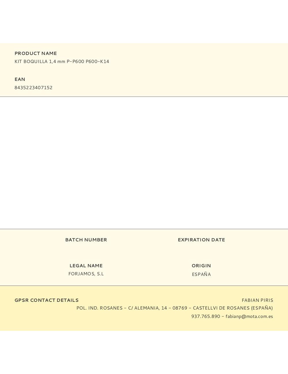 Kitboquilla 1,4 mm p-p600 p600-k14