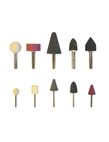 Piedras montadas vastago 3 y 6 mm, blister 10 uds