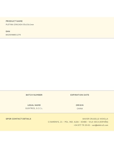 Pletina zincada 55x15x1mm